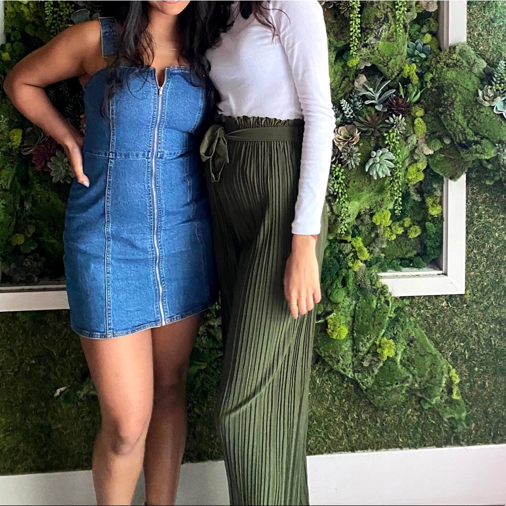 Green Long Flare Pants